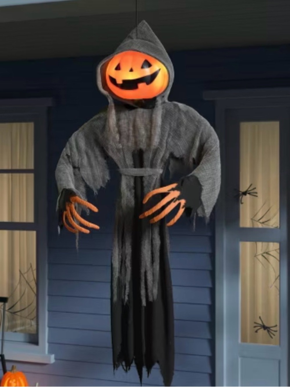 Gibson Pumpkin-Head Hooded Kids Costume in Gray and Orange